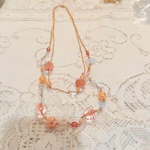 Double strand necklace- Elegant Multi-Color Beaded Necklace Vintage